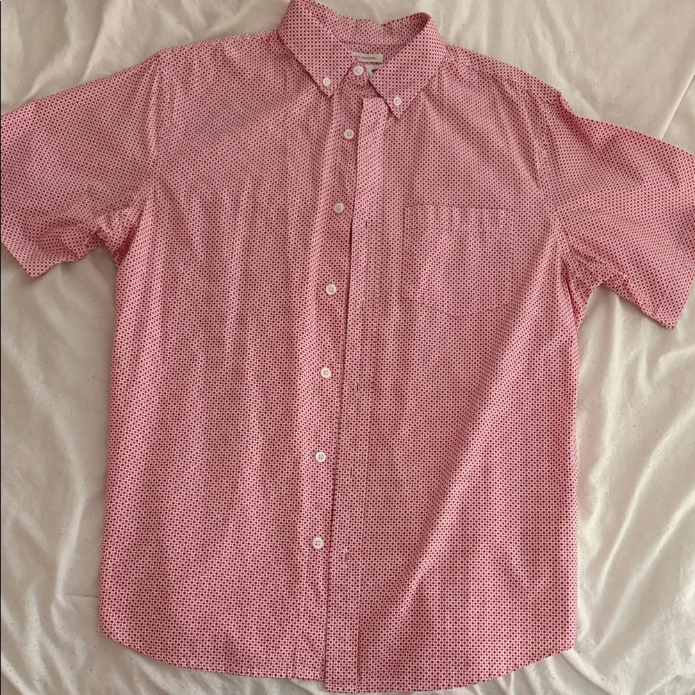 Men's Short-Sleeve Button-Down Shirt in Micro-Pattern